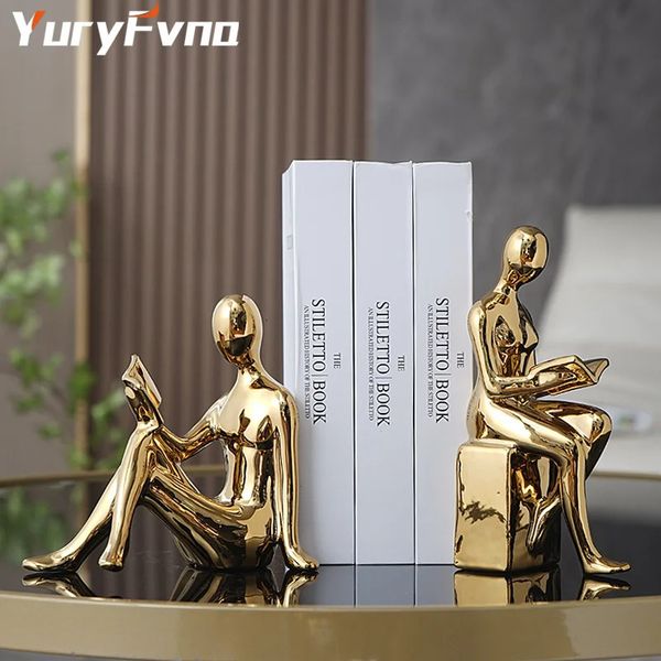 Yuryfvna céramiques abstraites livre de figurines Bloc de la bibliothèque créative birondend à domicile décor de bureau de bureau ornements sculpture 231220