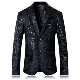Yushu masculino 2020 nova chegada floral blazer masculino vestido de baile de casamento blazers plus size 5xl preto terno jaqueta men2426