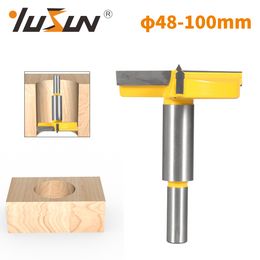 Yusun 48mm-100 mm Forstner Drill Bit Hinge Bits Bits 2 Blade Two Cutterrouter Bit Woodworking Milling Cutter pour Wood Face Mill