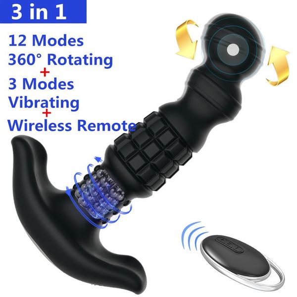 Yutong 360 degrés rotatif gode Anal vibrateur mâle Prostate Massage sans fil Rotation Plug dilatateur gros cul Toy2422