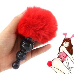 yutong EXVOID Felpa Conejo Cola naturaleza Juguete para Mujeres Hombres Gay naturaleza Butt Plug Masajeador de Próstata Cola Anal Plug Erótico Juego de Rol Silicona