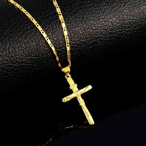 Yutong Haute Qualité Pure Gold Colt Cross Cross Charme Pendentif Colliers Pour Femmes Hommes Jaune Jaune Rempli Bijoux de mariage