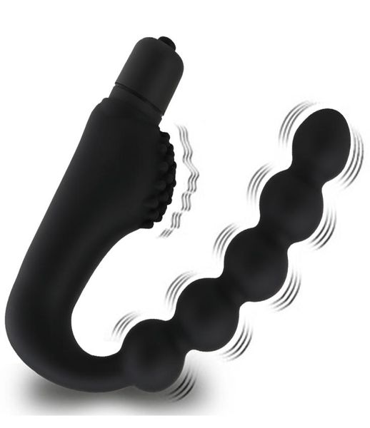 Yutong Silicone 10 vitesses Anal Plug Prostate Massager Vibrator Butt Plugs 5 perles Toys for Woman Men Adult Product Shop O1828310