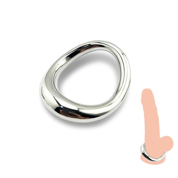 yutong Acier inoxydable pénis bondage serrure cock Ring Heavy Duty mâle métal Ball Scrotum Stretcher Retarder l'éjaculation BDSM nature Jouet hommes