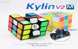 Yuxin Zhisheng Kylin V2 Magnetische Cube 3x3x3 Speed Cube Magic Magnet Cubo Magico 3x3 Stickerless Black Transparant Game Puzzle Y2002360636
