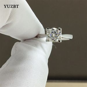 Yuzbt authentique S925 Silver 2 Excellent testeur de diamant coupé passé D Color Cow Head Ring For Women Wedding Jewelry240412