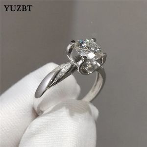 Yuzbt Femmes 925 Silver 1 Excellent anneau de tête de pierre de pierre de pierre gemme