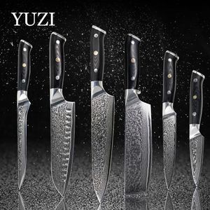 YUZI EAMASCUS ensemble de couteaux de cuisine 6 pièces Chef LNIFE professionnel japon Sankotu outil de couperet os utilitaire outils d'office 259q