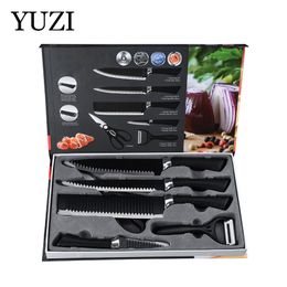 Yuzi conjunto de facas de cozinha, 6 peças, aço inoxidável, faca de chef, cutelo de vegetais, ferramentas utilitárias para descascar, tesoura