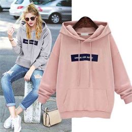 YVLVOL Dames Hoodies voor studenten Kids Fleece Solid Losse Sweatshirt Lange Mouwen Hooded Lente Vrouwelijke Pullovers 210805