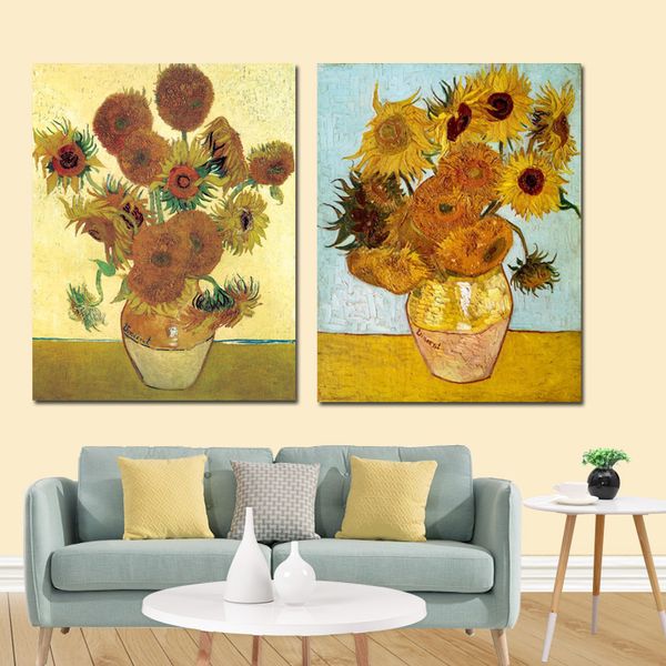 YWDECOR-Póster de girasol dorado de Vincent Van Gogh, jarrón Floral, pintura al óleo, lienzo, arte, imagen de pared moderna para sala de estar