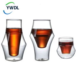 YWDL 120/250/335ml Double couche verre suspendus oreille expresso tasse à café Anti-brûlure lait Brandy vin tasse à thé clair ensemble de tasses