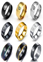 Ywshk 17 modellen Nieuwe bladring Konoha Uzumaki Symbal Logo Sign Sasuke Itachi Ninja Fashion Rainless Steel Anime Sieraden Cosplay1734450