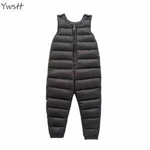 YWSTT Kinderen Donsjack Broek Baby Jongens Buiten Kruis Band Winter Meisjes Kinderen Broek Dikke Dons Vest Winddicht 211224