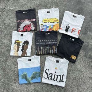 YWWH Retro Designer T-shirts pour hommes et femmes Saint Michaels Trou usées West Coast Washed High Street Vintage à manches courtes pour la mode pour femmes