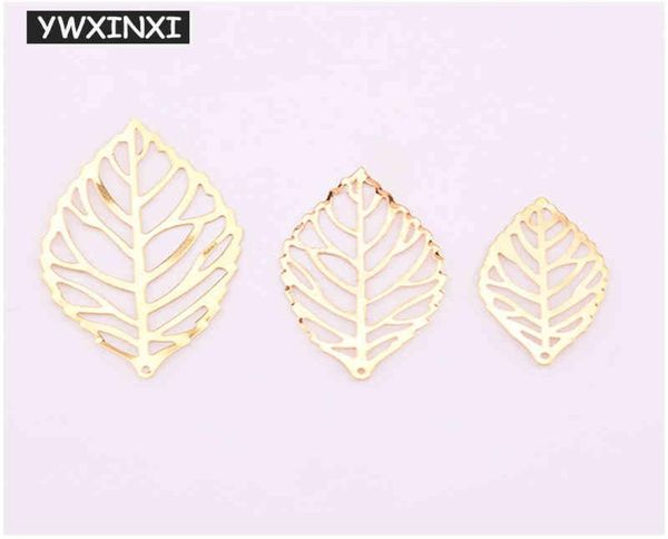 YWXINXI 50 pièces mode simple feuille filigrane métal artisanat bijoux bricolage fait main bijoux pendentif costume décoration 6112730