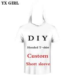 YX MEISJE 3D Print DIY Custom Design Mannen/Vrouwen T-shirt met capuchon zomer Casual t-shirt Groothandelaars Leveranciers Voor Drop Shipper 220619