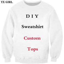 YX GIRL Diy Custom Design Heren Dames casual sweatshirt 3D Print hoodies Drop Groothandelaars Leveranciers voor Drop Shipper 240103