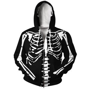 YX GIRL Drop Skeleton Zip-Up Hoodie Jacket Hombres / mujeres Sudadera con capucha EUR Tamaño XS-5XL Pullover Tops Hip 210728