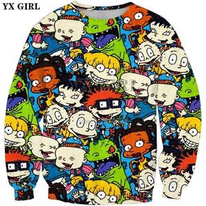 YX Girl Drop Style 3D Sweat-shirt de mode des années 90 Modèles de dessins animés classiques imprimés Hommes Femmes Pulls KKK-55 211116