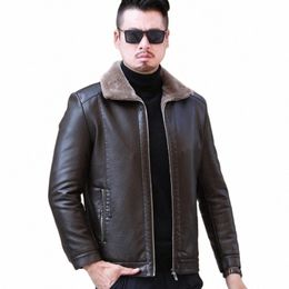 yxl-225 Veste en cuir véritable fourrure pour hommes tout-en-un épaississement décontracté plus polaire peau de mouton plus engrais grande taille hiver W8PR #