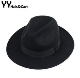 YY 60 CM Wol Fedora Cap voor Mannen Herfst Winter Vintage Vilten Cap Big Size Trilby Hoed Klassieke Man Jazz panamahoed Chapeu FD19006238651735605