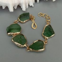 YYGEM 20x27mm naturel vert Fluorite brut brut brossé pièce perle Bracelet pierres précieuses bijoux 240305