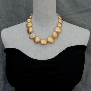 YYGEM – collier de perles Keshi en perles blanches de culture, 16mm-20mm-26mm, collier de perles brossées, ras de cou gradués, bijoux tendance à la mode, 240305