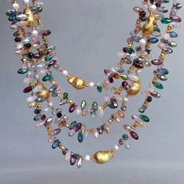 YYING 4 brins Multi couleur cristal brossé perle blanc perle déclaration collier bijoux pour femmes filles 240305