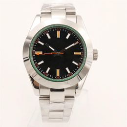 YZ Fabriek Automatisch 2813 Beweging 39MM Mannen Horloge Horloges 316L Roestvrij Stalen Armband Zwarte Wijzerplaat Groene Innerlijke Heren Horloges3307