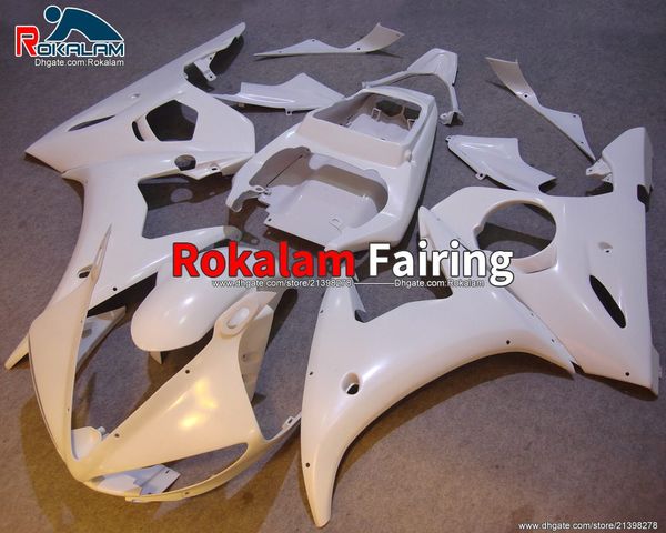 Kit de carenado YZF-R6 2005 para Yamaha YZFR6 YZF R6 05 YZF600 YZF 600 2005, todas las piezas de casco blanco (moldeo por inyección)