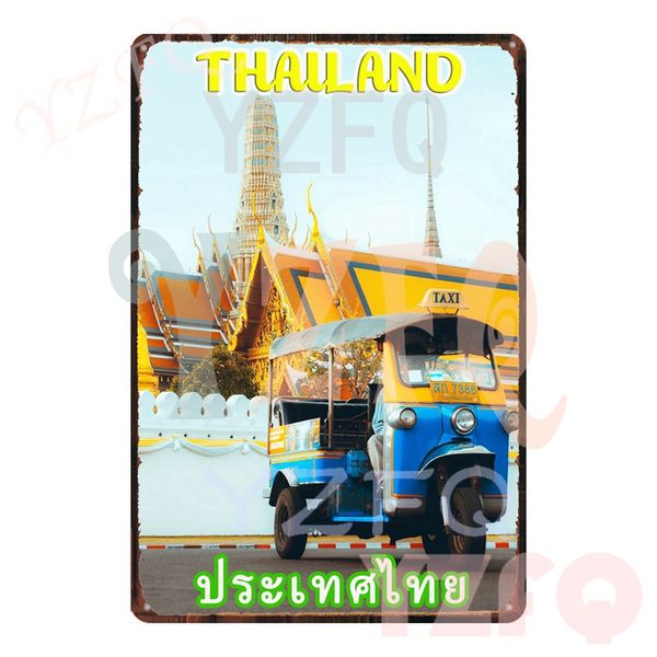 Yzfq Bangkok Pattaya City Metal Sign Vintage Thailand Scenic Spot Affiche Home Decor Plaque de voyage personnalisé 8 x 12 pouces KJ-0504B