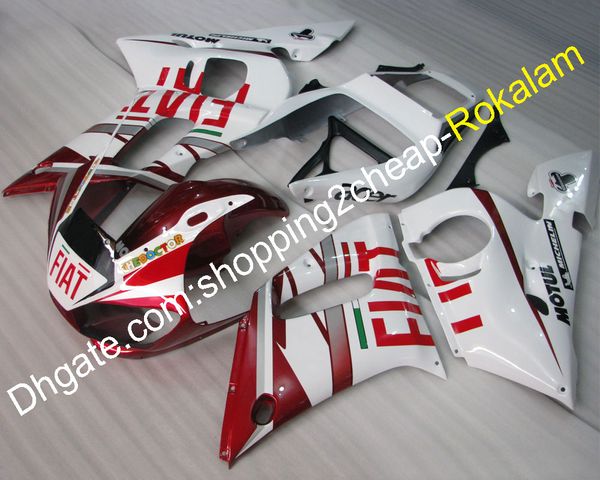 YZFR6 Rouge Blanc Cowling Set Pour Yamaha YZF600 R6 YZF-R6 1998 1999 2000 2001 2002 YZF-600 Carénages Kit (moulage par injection)