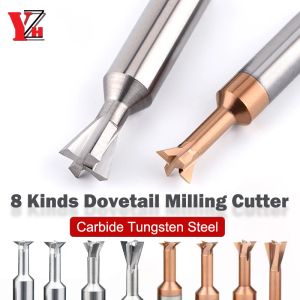 Yzh Carbure Dovetail Milling Cutter 30 45 60 75 degrés 4 mm 6 mm 8 mm 10 mm 12 mm 14 mm Outil d'usinage en tungstène pour l'acier pour l'aluminium