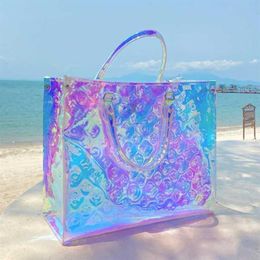 Yzora 2022 novo design claro laser holográfico verão senhoras bolsa de compras saco mais recente designer tote bags199e