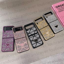 Z flip 4 telefoonhoesje voor Samsung galaxy z flip 3 5G hoesje z flip4 3 2Case luxe ontwerper bling glitter opvouwbare driehoek P shell bumper mobiel dames mobiel hoesje roze