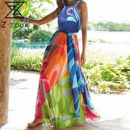 Z-zoux dames kleden mouwloze verbandprintjurken plus maat lange bloemen jurken zomerkleding vrouwen nieuwe mode sexy 210302