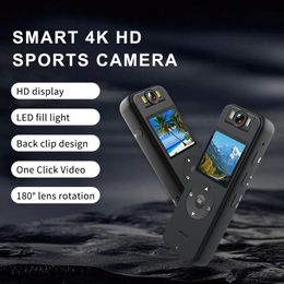 Z09 Smart 4K Sports Camera HD Affichage Back Clip Design 180 ° Rotation Rotation One-Touch LED Fill Fil Light Wireless Security Camcorders Enregistreur vidéo