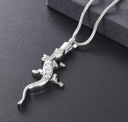 Z10076 Zilveren kleur Lizard crematie sieraden met as verloren huisdier roestvrijstalen herdenkingsroeps urn kettinghouder souvenir pend8186120