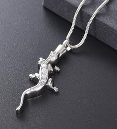 Z10076 Bijoux de crémation de lézard couleur argent avec cendres perdues pour animaux de compagnie en acier inoxydable urne commémorative porte-collier souvenir Pend8728285