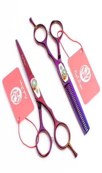 Z1020 6quot 175cm Purple Dragon Laser Tijeras profesionales de cabello humano de alta calidad Barbers039 Tijeras de corte y adelgazamiento Sci1667246