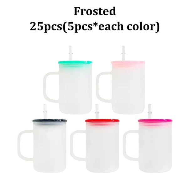 Z11 tasses en verre de jus avec PP coloré 17oz café et bouteille poignée gobelet Sublimation été Drinkware couvercles tasse paille Oifoh