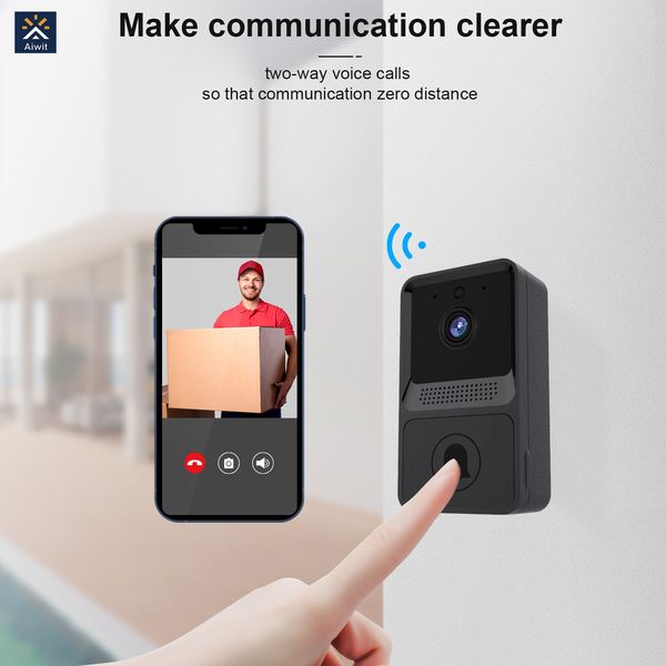 Z20 Timbre de video Voz visual Intercomunicador en tiempo real Chime VGA Visión nocturna Cámara IP WiFi Alarma inteligente Timbre de puerta para seguridad en el hogar Aiwit app