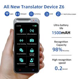 Z6 Portable 41inches Traductor WiFi Bluetooth 138Language Smart Offline en temps réel AI Voice 74 Po traduire 240424