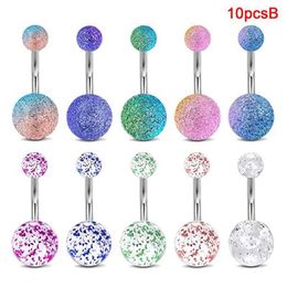 Z7QQ Navel Rings 5/10/12/16pc/Set Cute Dangle Belly Ring Pack 14g Navel Piercing Bulk Sexy buikring set navel ring lot piercing sieraden d240509