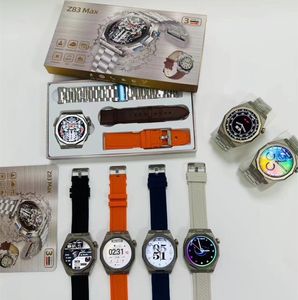 Reloj inteligente Z83 Max Pantalla HD Función de brújula Dial personalizado Llamadas Bluetooth Reproductor de música Seguimiento GPS Monitor de salud con banda de 3 piezas Cargador inalámbrico Relojes inteligentes