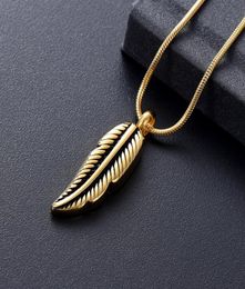 Z929 Gold Color Feather Design roestvrijstalen crematie sieraden voor huisdier Ashes Memorial Urn Keepsake Jewellery Funnel en GI4043650