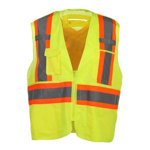 Chaleco reflectante Z96 Ropa de alta visibilidad Ropa de trabajo canadiense Cremallera Trabajador de la construcción Topógrafo Malla Bolsillos de alta visibilidad Chaleco de seguridad