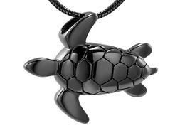 Z9949 Crémation en acier inoxydable mignon tortue de mer noire crémation Souvenir pendentif cendres urne mémorial Souvenir collier bijoux 3313385