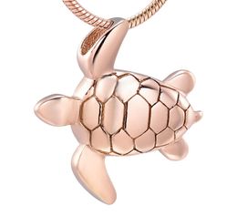 Z9949 Cremación de acero inoxidable Lindo oro rosa Tortuga marina Cremación Recuerdo Colgante Cenizas Urna Memorial Recuerdo Collar Joyería5389151